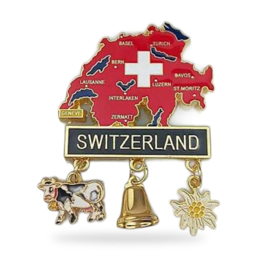 Aimant carte suisse avec breloques