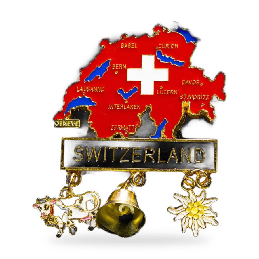 Aimant carte suisse rouge breloques
