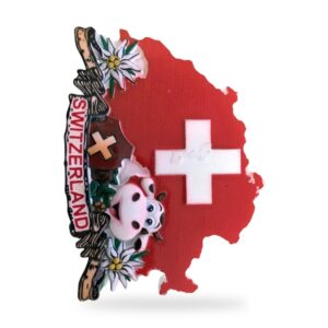 Aimant carte suisse vache edelweiss