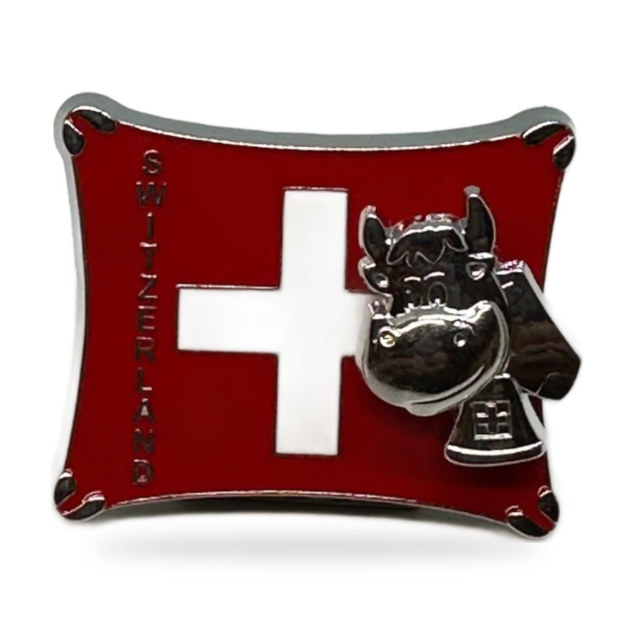 Aimant drapeau suisse avec vache