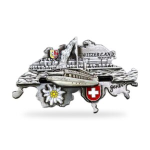 Aimant métal carte suisse Jet d’eau