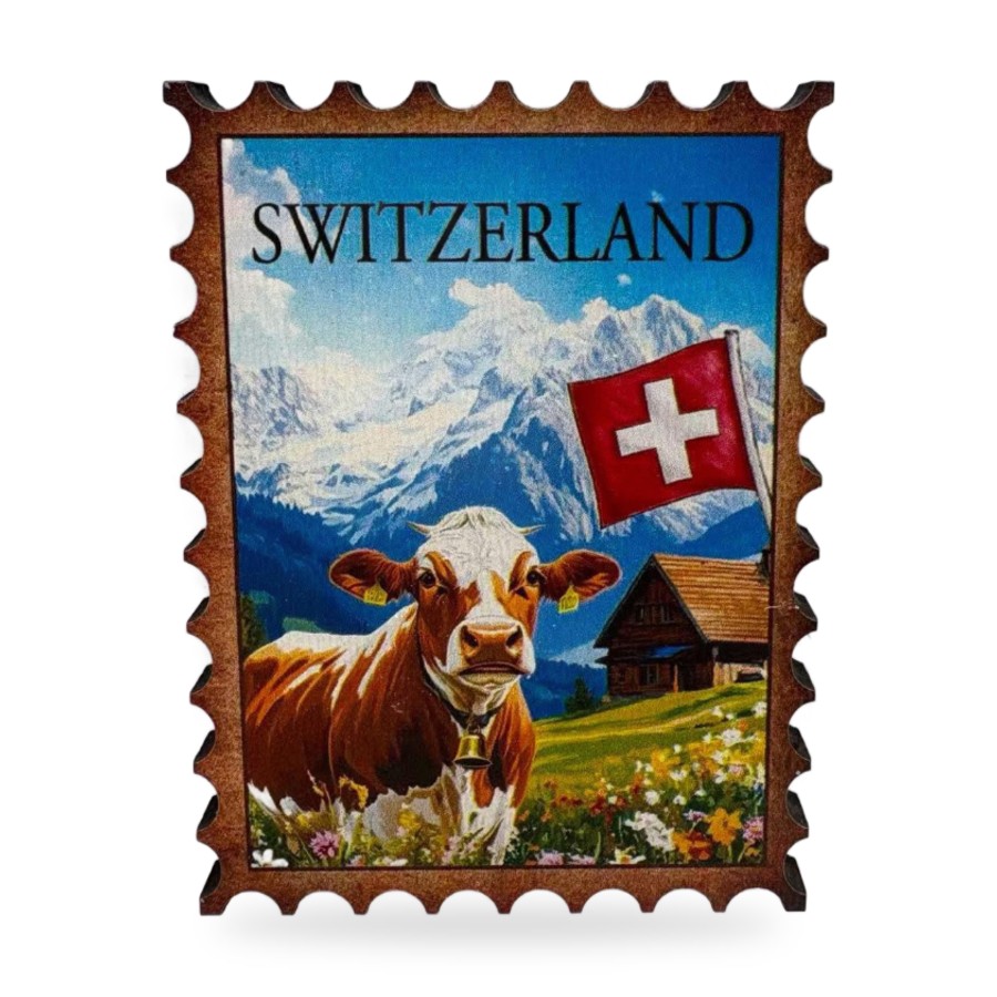 Aimant timbre Switzerland vache