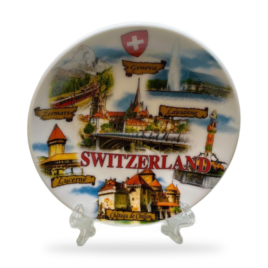 Assiette décorative Switzerland colorée