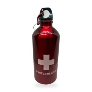 Gourde aluminium rouge croix suisse