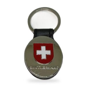 Porte-clés croix suisse cuir
