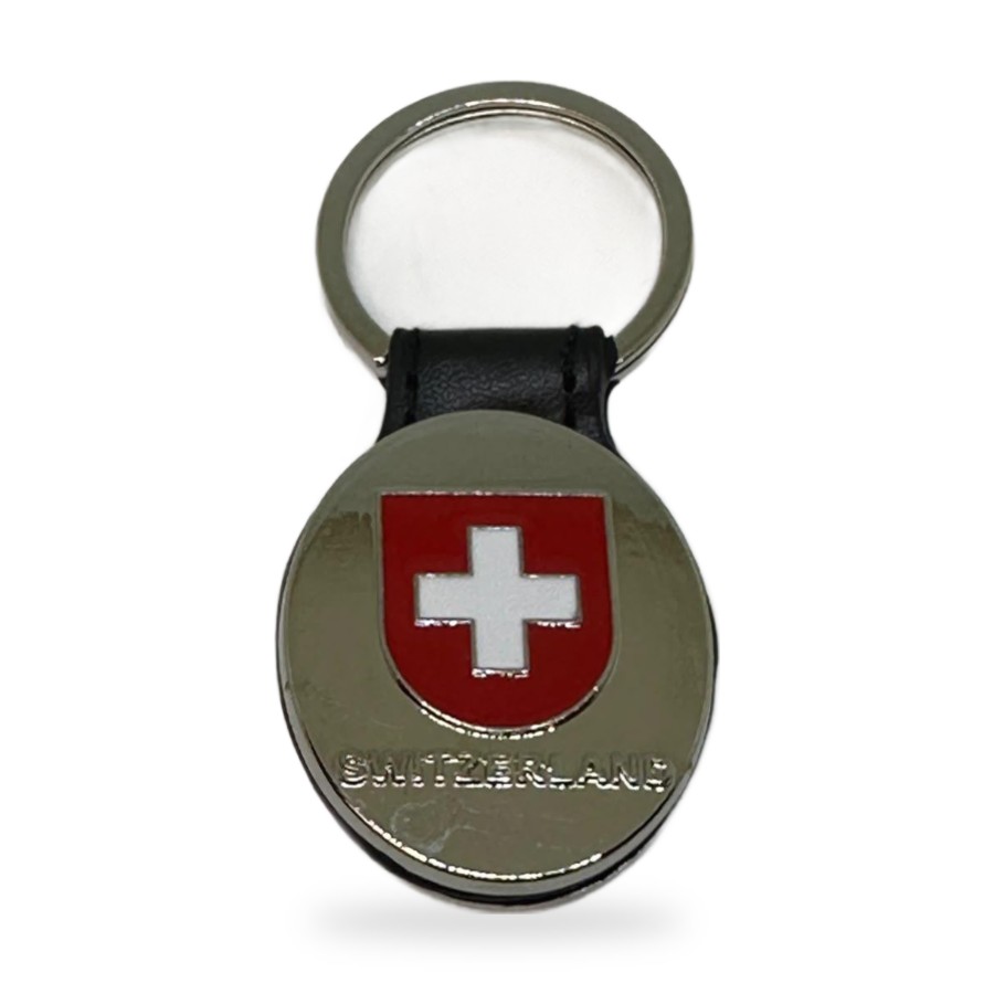 Porte-clés croix suisse cuir