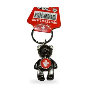 Porte-clés ourson croix suisse