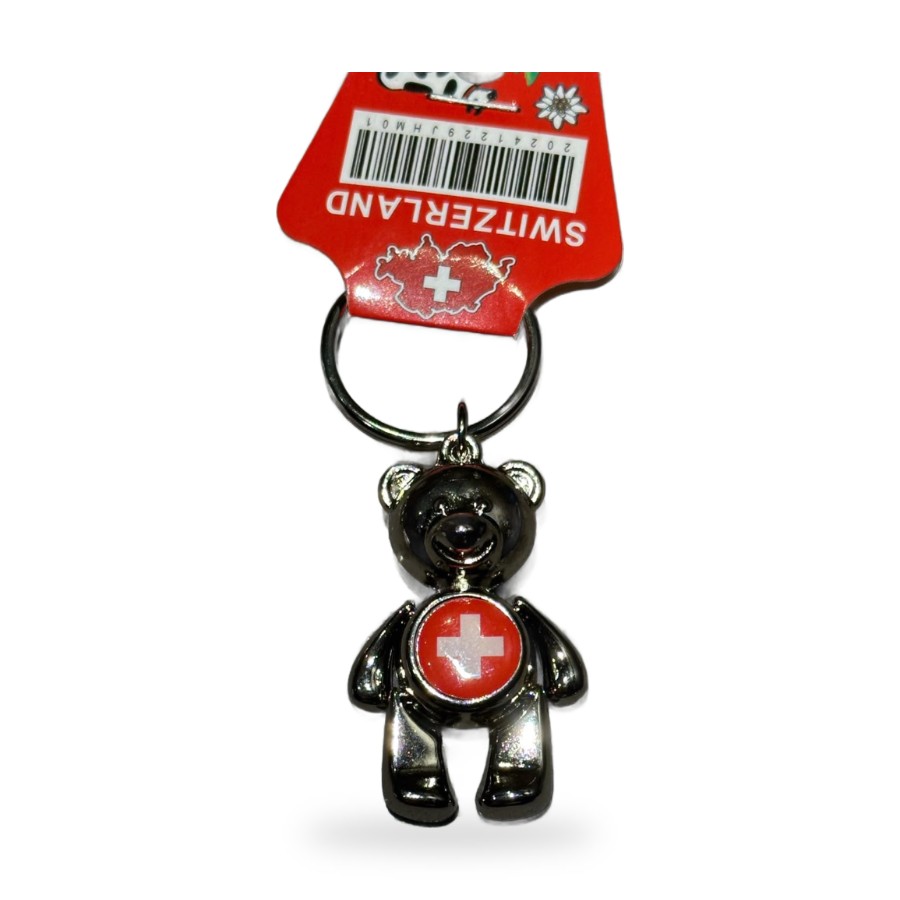 Porte-clés ourson croix suisse