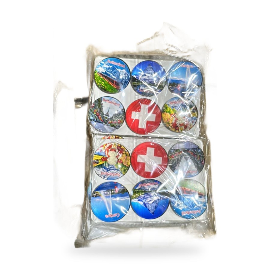 Set de 12 aimants ronds Suisse