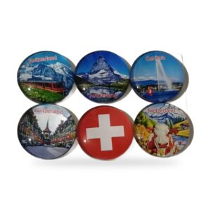 Set de 6 aimants ronds Suisse