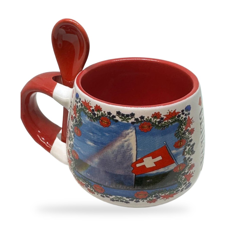 Tasse avec cuillère lac suisse