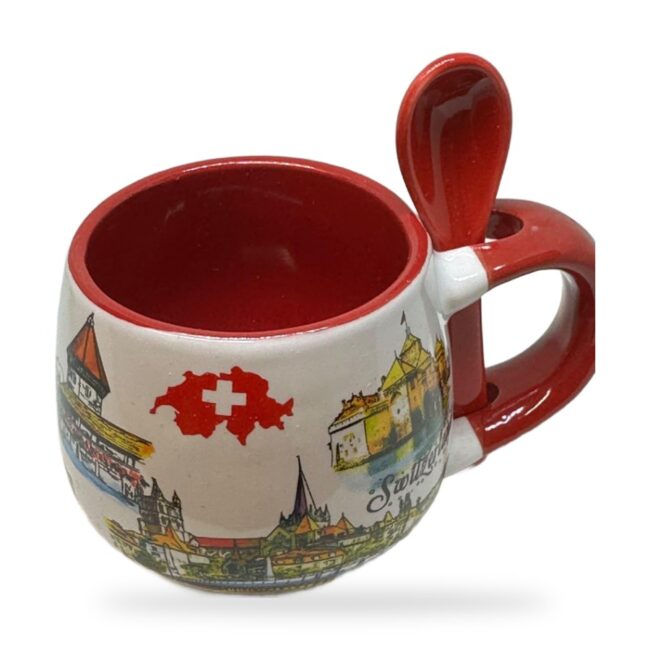 Tasse avec cuillère paysage suisse