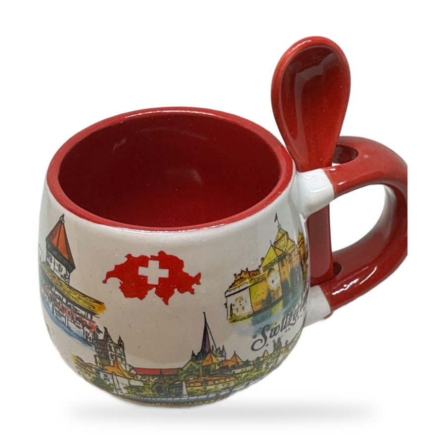 Tasse avec cuillère paysage suisse