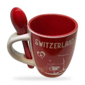 Tasse avec cuillère Switzerland rouge