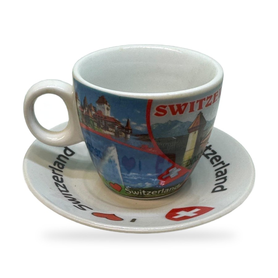 Tasse et soucoupe Switzerland bleue