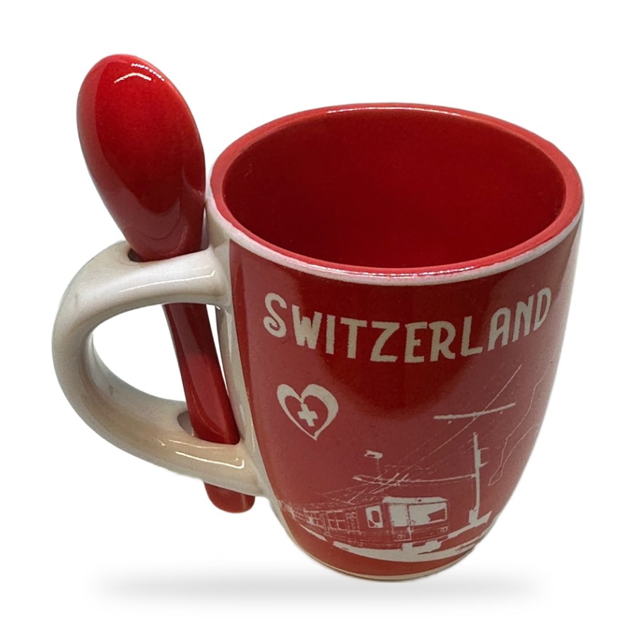 Tasse rouge avec cuillère Switzerland